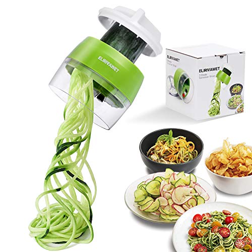 Cortador de Verdura, 4 en 1 Rallador de Verduras Calabacin Pasta Espiralizador Vegetal Veggetti Slicer Pepino, Espaguetis de Calabacin, Cortador Espiral Manual, Útiles de cocina prácticos