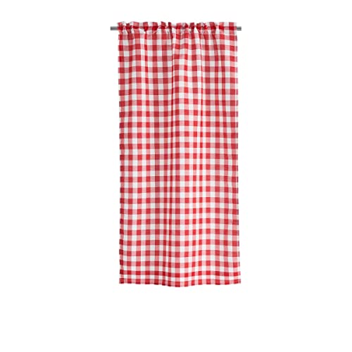 Cortina de Cuadro Vichy roja y Blanca de Tela de poliéster de 70x125 cm - LOLAhome