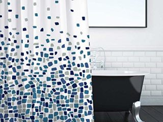 Cortinas de Ducha, para baño, bañera, Impermeable, Resistente al Moho, Anti Moho y Impermeables 180 x 180 cm (71 x 71 Pulgada) | 100% Polyester - diseño de Mosaico, Azul