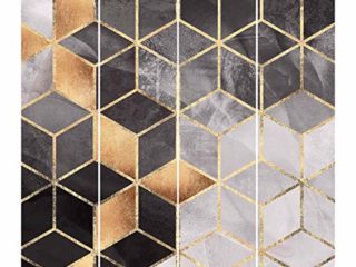 Cortinas deslizables Set Elisabeth Fredriksson Black and White Golden Geometry 4 Paneles japoneses 250 x 240cm Montaje para Techo