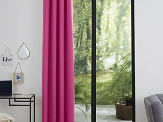 Cortinas opacas de oscurecimiento de 140 x 260 cm, 100% poliéster, fucsia, Rideaux occultant fushia 140 x 260 cm