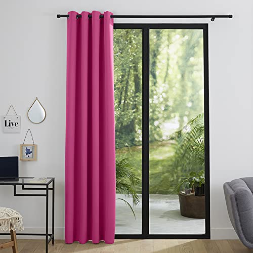 Cortinas opacas de oscurecimiento de 140 x 260 cm, 100% poliéster, fucsia, Rideaux occultant fushia 140 x 260 cm