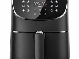 COSORI Freidora sin Aceite 5.5 L, freidora aire caliente con 100 recetas en español, 11 programas, pantalla LED táctil, cesta antiadherente, temporizador, 1700W, Color Negro