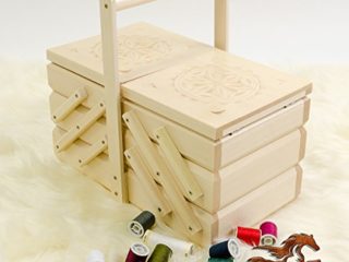 Costurero / joyero, de 30 cm de madera, hecho a mano y decorado con découpage