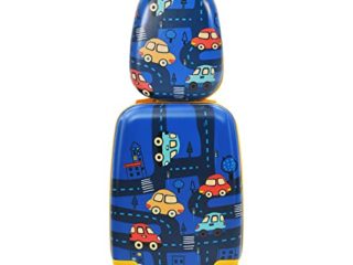 COSTWAY Set 2 Maletas para Niños, Mochila 24 cm y Maleta 27/32 cm con Ruedas, Set Maleta Rígida y Mochila con Mango Retráctil, Maleta con Ruedas de Viaje para Niños (32 cm)