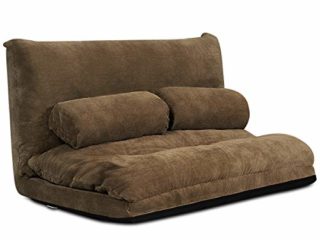COSTWAY Sofá Regulable a RAS de Suelo, Sofá Cama Multifuncional Regulable en 6 Posiciones con 2 Almohadas, Sofá Duradero y Estable con Forro en Ante para Dormitorio/Salón/Balcón (marrón)