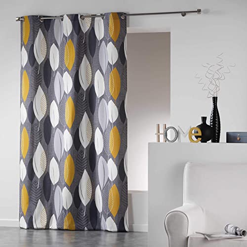 Coton d'Interieur -  Cortina con ojales, Algodón, Amarillo, 240x140 cm