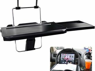 CPROSP Mesa Plegable Coche Asiento Trasero, Bandeja del Volante del Automóvil con Ranura para Cuaderno/Copa para Bebidas Negro para Portátiles, Tabletas, PC, iPad, Comidas, Bebidas y Tazas