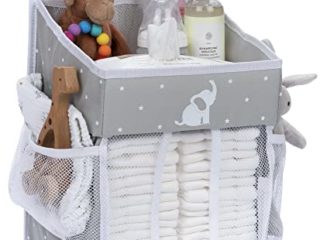 Cradle Star organizador de pañales colgante - Organizador colgante de cambiador - Organizador cuna para artículos esenciales del bebé - Guarda pañales - múltiples bolsillos - 43 x 23 x 23 cm - Gris
