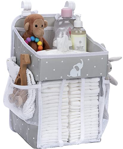 Cradle Star organizador de pañales colgante - Organizador colgante de cambiador - Organizador cuna para artículos esenciales del bebé - Guarda pañales - múltiples bolsillos - 43 x 23 x 23 cm - Gris