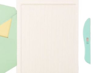 Craftelier - Kit Completo de Tabla para Marcar y Cortar Diferentes Papeles + Plegadora Turquesa + Guía para Realización de Sobres | Para Scrapbooking y Otras Manualidades