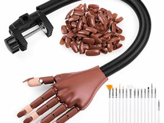 Creamify Mano de Práctica de Uñas Falsas-Mano de Práctica para Manicura Ajustables Flexibles con 300 Piezas de Uñas Artificiales para Manicura de Uñas DIY