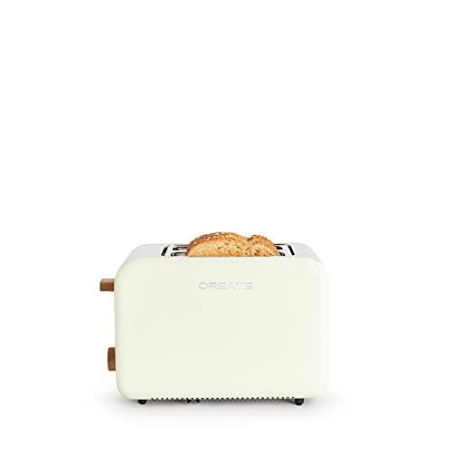 CREATE / TOAST RETRO / Tostadora para Rebanadas Anchas Verde / 850W, Bandeja Recogemigas, Termostato, 6 Niveles de Potencia