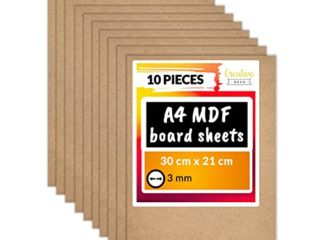 Creative DECO 10 x A4 MDF Tablero Madera | 300 x 210 x 3 mm Corte por Laser, CNC Router, Modelado, Calado, Bricolaje, Manualidades