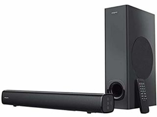 Creative Stage 2.1 - Barra de sonido con subwoofer para TV, ordenador y pantalla ultraancha, entrada óptica, entrada de TV ARC/AUX, mando a distancia y kit de montaje en pared