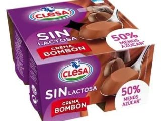 CREMA DE BOMBÓN SIN LACTOSA CON UN 50% MENOS DE AZÚCAR CLESA PACK 4 X 1, 125 GR. C/U
