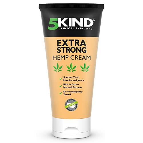 Crema de cáñamo para articulaciones y músculos - Fórmula de aceite de cáñamo rica en extractos naturales de 5kind. Alivia los pies, las rodillas, la espalda, los hombros, la tensión y el estrés,100ml
