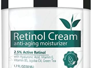Crema Retinol para Cara, Antiarrugas y Antimanchas Crema de Día y Noche para Mujeres y Hombres,con Ácido Hialurónico, Vitamina E, Crema Hidratante para Pieles Mixtas, Sensibles, Grasas y Secas, 50mL