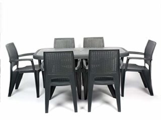 CREVICOSTA QUALITY MARK MARCAS DE CALIDAD Conjunto Luxe 6 SILLAS Caribe Y 1 Mesa Caribe Antracita