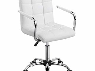 CRIS NAILS SL Silla de Oficina Giratoria Taburete de Trabajo Bar Altura Ajustable Carga MAX 120Kg con Respaldo Blanco (Blanco)