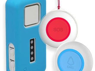 CruxCare C1 Localizador Inalámbrico - Botón de Llamada para Personas Mayores - con Funda Protectora y Clip para el Cinturón