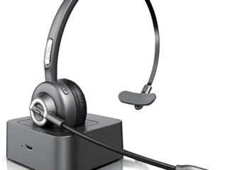 CSL - Auriculares inalámbricos Bluetooth con micrófono - Mono Tipo Diadema - Manos Libres - Puerto de Carga USB - Cancelación de Ruido - Compatible con PC Tableta Smartphone - Ideal para la Oficina