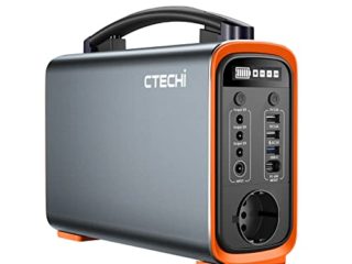 CTECHi Generador Solar Portátil 240 Wh, generador electrico solarcon batería LiFePO4, 200W AC/DC/USB/Tipo-C, cargador de coche para camping de emergencia…