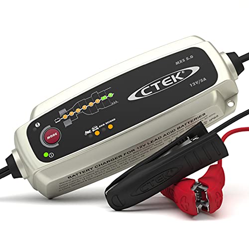 CTEK MXS 5.0, Cargador Batería 12V 5A, Con Compensación De Temperatura Incorporada, Cargador De Batería De Coche Y Moto, Cargador Inteligente Baterias, Mantenedor De Batería Con Opción De AGM Dedicada