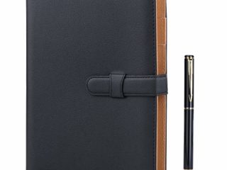 Cuaderno de piel Minlna tamaño A5, cuaderno/libreta de hojas sueltas recambiables, 200 páginas gruesas, forro clásico con bolsillo y soporte para bolígrafo, ideal como regalo