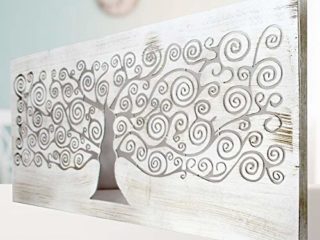 Cuadro De Pared Árbol De La Vida Klimt Calado, Fabricado Artesanalmente En España, Decorado a Mano - Modelo Mosaico 150 (80X150 cm) -Cuadro Salón, Dormitorio, Pasillo, Baño