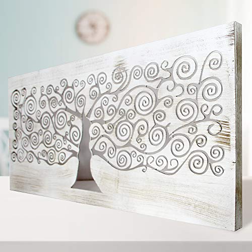 Cuadro De Pared Árbol De La Vida Klimt Calado, Fabricado Artesanalmente En España, Decorado a Mano - Modelo Mosaico 150 (80X150 cm) -Cuadro Salón, Dormitorio, Pasillo, Baño