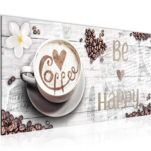 Cuadro Decorativo Café Cocina 1 Parte Moderno Cuadro Lienzo no Tejido para Sala Sé Feliz Blanco 020712b