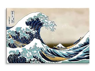 Cuadro Lienzo LA Gran Ola DE Kanagawa (Hokusai) sobre Bastidor de Madera (40x30)