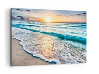 Cuadro sobre lienzo - Impresión de Imagen - mar ola playa - 120x80cm - Imagen Impresión - Cuadros Decoracion - Impresión en lienzo - Cuadros Modernos - Lienzo Decorativo - AA120x80-3621