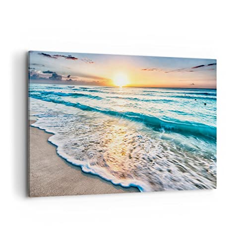 Cuadro sobre lienzo - Impresión de Imagen - mar ola playa - 120x80cm - Imagen Impresión - Cuadros Decoracion - Impresión en lienzo - Cuadros Modernos - Lienzo Decorativo - AA120x80-3621