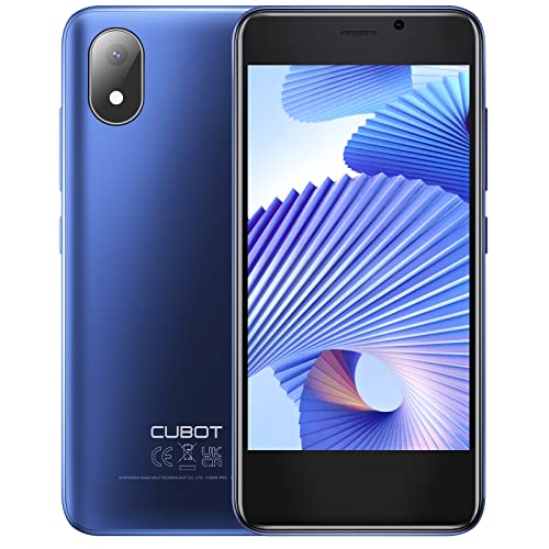 CUBOT J10 Móvil Barato y Bueno, Smartphone Teléfono Libre 3G Android 11 Pequeño Mini Dual Nano Memoria 1GB+32GB 128GB Expandible, WiFi 2.4g BLE 4.2 GPS Face ID Pantalla 4 Pulgadas 2350mAh, Azul