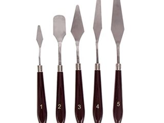 Cuchillos de Paleta de Acero Inoxidable, 5 PIEZAS Espátulas Finas Flexibles de Pintura con Mango Plástico Raspador para Arte Pintura al Óleo Mezcla de Colores