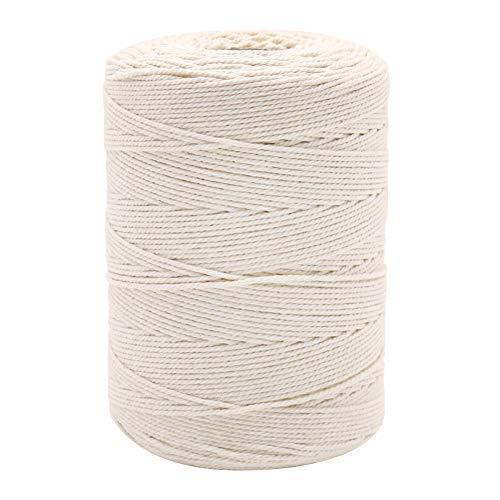Cuerda de algodón de 984 pies, apta para alimentos, para atar carne, hacer salchichas, hornear, mechas de velas, regalos de Navidad (beige)