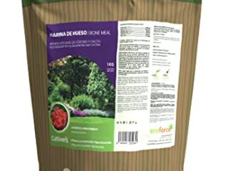CULTIVERS Harina de Hueso 1 kg. Abono para Plantas Ecológico. Aporta Fósforo y Calcio a los Cultivos. Fertilizante 100% Natural Mejora la Calidad, consistencia y Vida postcosecha del Fruto