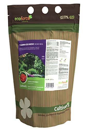 CULTIVERS Harina de Hueso 1 kg. Abono para Plantas Ecológico. Aporta Fósforo y Calcio a los Cultivos. Fertilizante 100% Natural Mejora la Calidad, consistencia y Vida postcosecha del Fruto