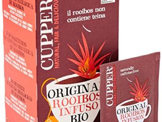 Cupper - Pack de 4 Cajas de 20 Bolsitas de Infusiones Ecológicas Original Roiboos - Propiedades Refrescantes y Digestivas - No Contiene Teína de Forma Natural - Apto para Veganos