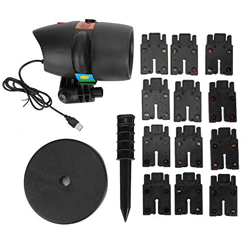 Cuque Venta Loca 4pcs LED Perlas Decoración navideña Diapositivas Proyector Luces, 12 Diapositivas Luces de proyección, Impermeable para Navidad Jardín Halloween Corredor Balcón Acción de