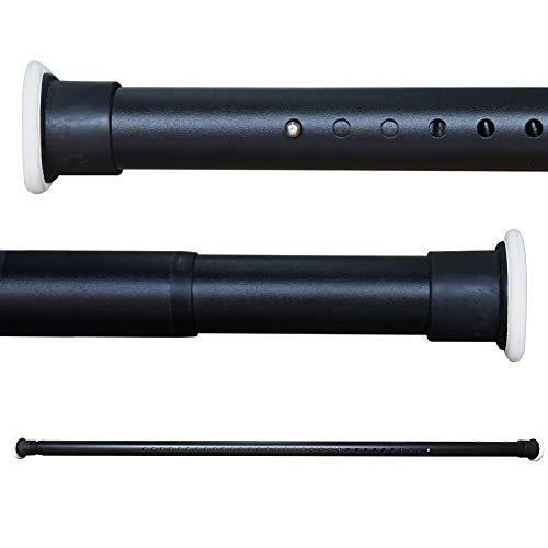 Curtain Land - Barra de cortina de ducha extensible sin agujeros, 260 – 310 cm, acero al carbono negro, barra para cortinas, ropa, telescópica, barra de tensión para cuarto de baño, cocina, armario