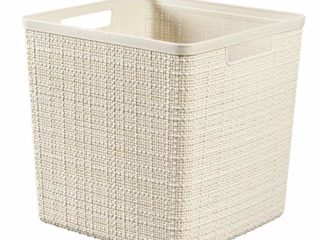 CURVER Juliet Cesta Jute 100% plástico Reciclado Cuadrada, Blanco Roto, L: 17 L