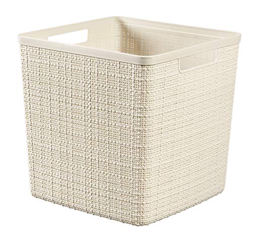 CURVER Juliet Cesta Jute 100% plástico Reciclado Cuadrada, Blanco Roto, L: 17 L