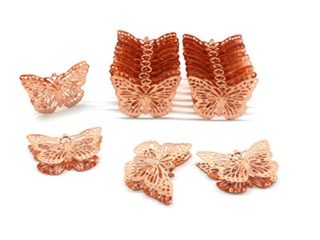 CVHOMEDECO Mariposas de metal de oro rosa para colgar y decorar el hogar - Accesorios de decoración para dormitorios, bodas, fiestas, cumpleaños, día de San Valentín y días festivos