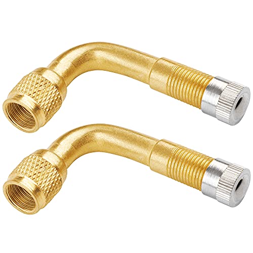 CYWVYNYT 2 Unidades de extensión de válvula de 90 Grados, de Cobre, Adaptador de válvula Angular, extensión de válvula de neumático, para Coche, Moto, Bicicleta o Scooter