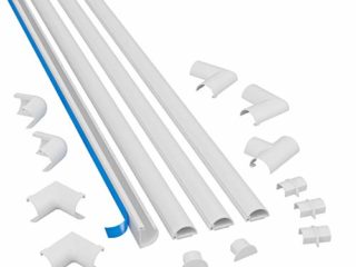 D-Line Micro+ 2010KIT001, Canaletas adhesivas de PVC para cables, Multipack de 4 piezas (20x10 mm) de 1 metro de longitud en color blanco, Solución para organizar, proteger y cubrir cables