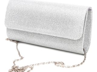 Dabixx Bolso Fiesta Plateado,Bolso Plateado Mano, para Novia, Fiesta, Graduación, Boda, Plateado