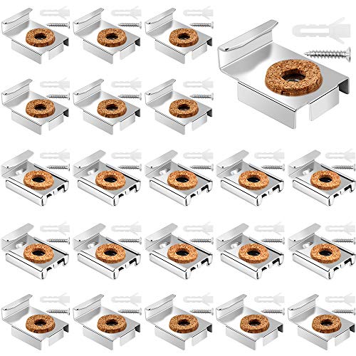 Dadabig 20 Piezas Soportes para Espejos Pared Fijación para Colgar Espejo Soporte de Metal para Espejo sin Marco con Tacos y Tornillos